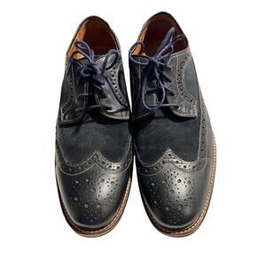 Johnston Murphy Shoes Mens Size 9.5 Blue Suede Leather Sheepskin Lace Up Oxford